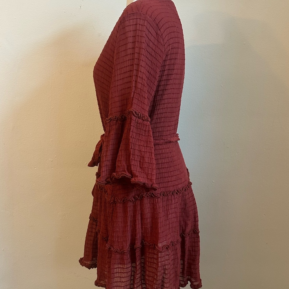 Entro Rust Red Mini Ruffle Dress - Picture 3 of 11